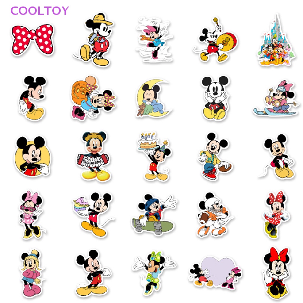 Túi 50 Sticker Hình Chuột Mickey Dán Trang Trí Ván Trượt / Điện Thoại