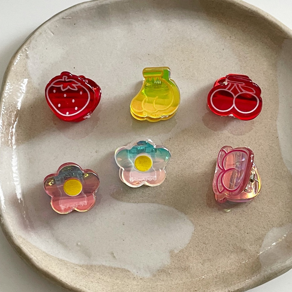 Kẹp Tóc Mini Hình Trái Dâu / Bông Hoa Dễ Thương Xinh Xắn Dành Cho Nữ