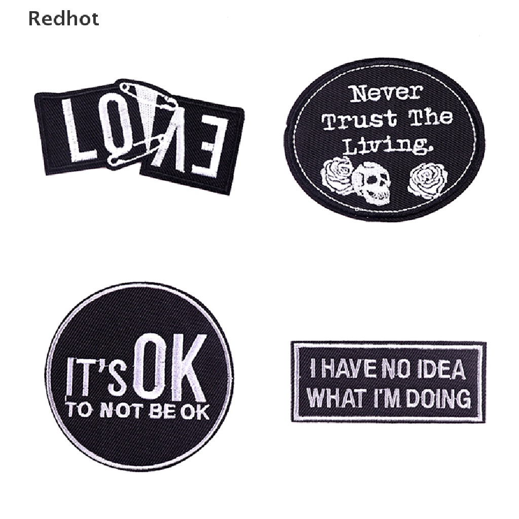 &lt; Redhot &gt; Miếng Vá Ủi Quần Áo Hình Đầu Lâu Phong Cách Punk Hip Hop DIY Bán Chạy