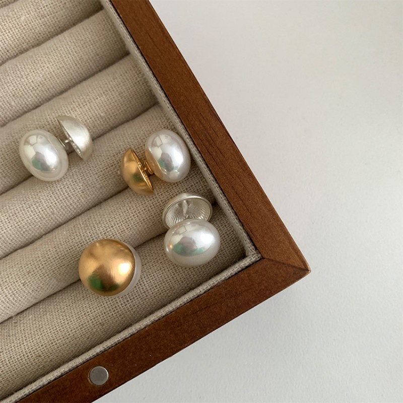 Niche Bông Tai Hai Lớp Bằng Kim Loại Đính Ngọc Trai Cao Cấp Phong Cách Mới 2023