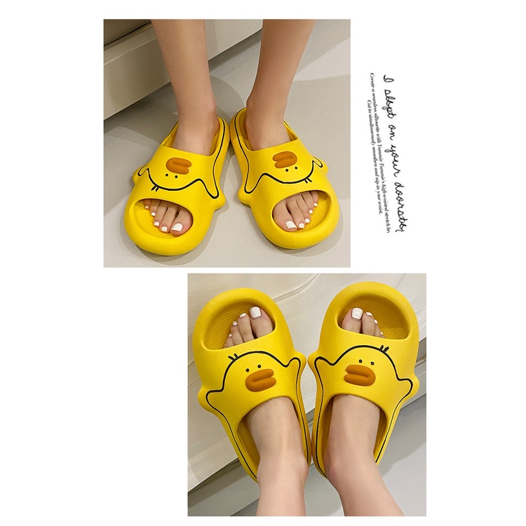 Dép bánh mì Dép  Nhà Đế Dày Chống Trượt Phong Cách Dép Quai Ngang Họa Tiết Vịt Hoạt Hình Dễ Thương