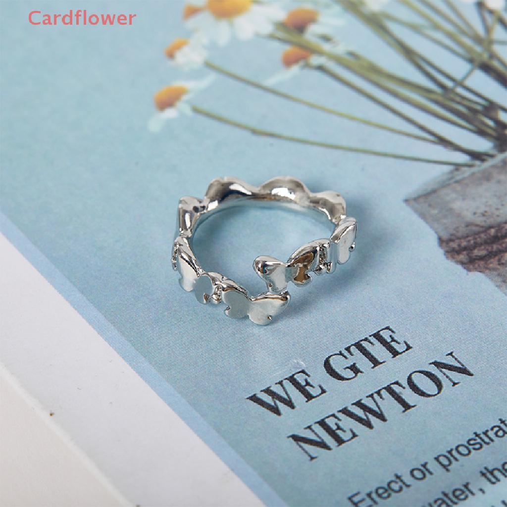 < Cardflower > Nhẫn Hình Bướm Màu Bạc Vintage Sáng Tạo Có Thể Điều Chỉnh Được Thiết Kế Thời Trang Làm Quà Tặng Trang Sức Mới