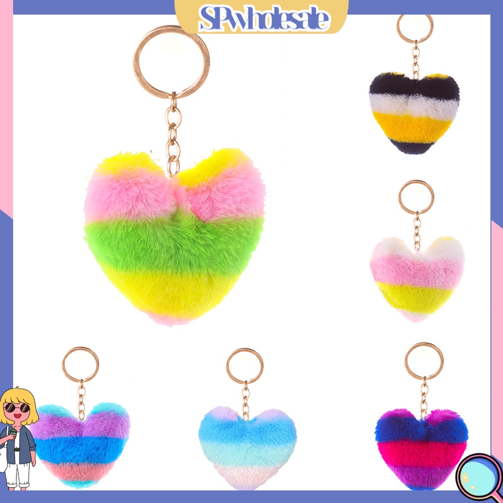 <SPwholesale> Móc Khóa Trái Tim Nhồi Bông Nhiều Màu Sắc