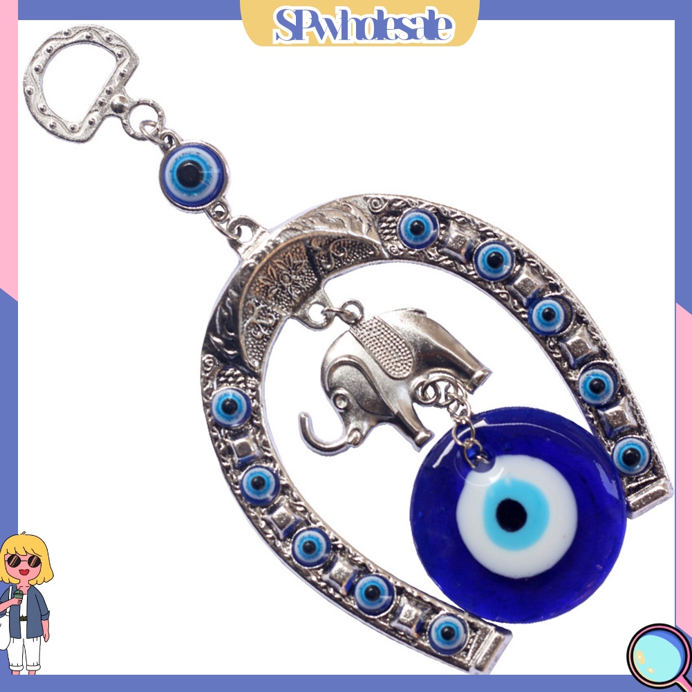 <SPwholesale> Mặt Dây Chuyền Hình Voi Mắt Xanh Thổ Nhĩ Kỳ Bảo Vệ May Mắn Cho Xe Hơi