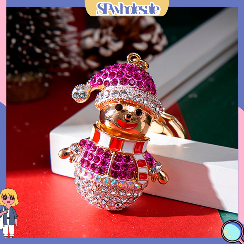 <SPwholesale> Móc Khóa Hình Người Tuyết Hoạt Hình Đính Đá Phối Dây Tua Rua Dễ Thương