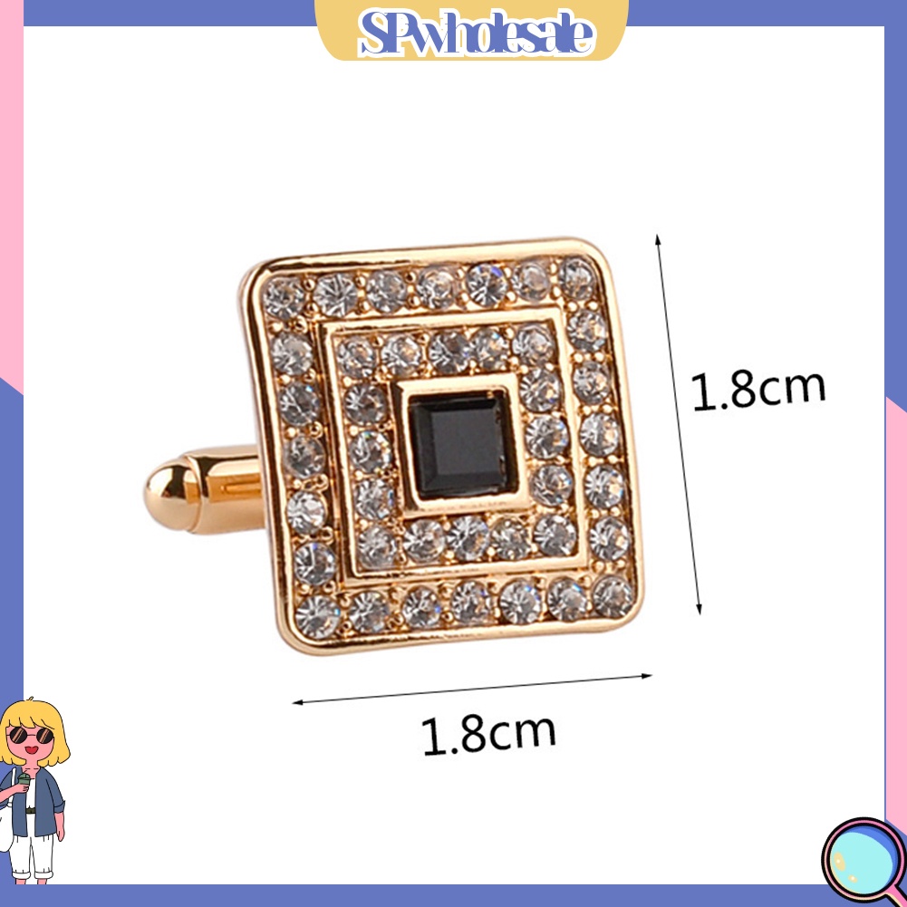 &lt;SPwholesale&gt; 1 Cặp Khuy Măng Sét Vuông Đính Đá Lấp Lánh Cho Nam