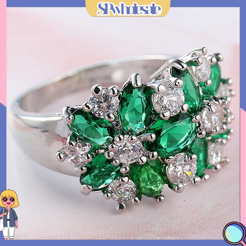 <SPwholesale> Nhẫn Mạ Bạc 925 Đính Đá Thời Trang Cho Nữ