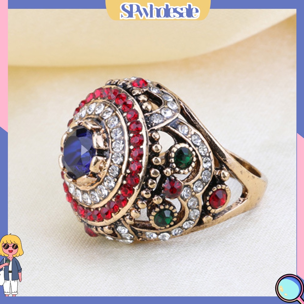 <SPwholesale> Nhẫn Tròn Đính Đá Nhiều Màu Sang Trọng