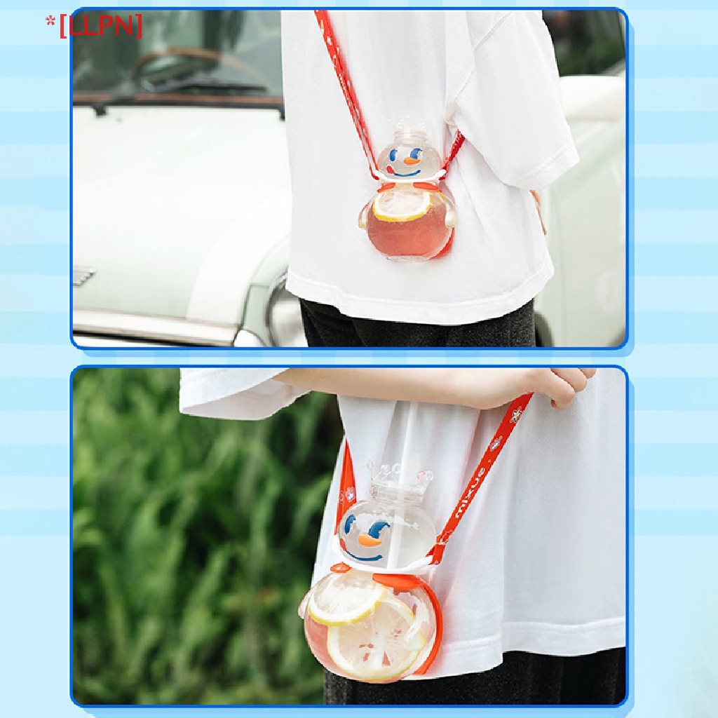 Cốc Trà Sữa Chào Mừng Mùa Hè Di Động Hình Người Tuyết Hoạt Hình Có Ống Hút Đeo Chéo Sáng Tạo