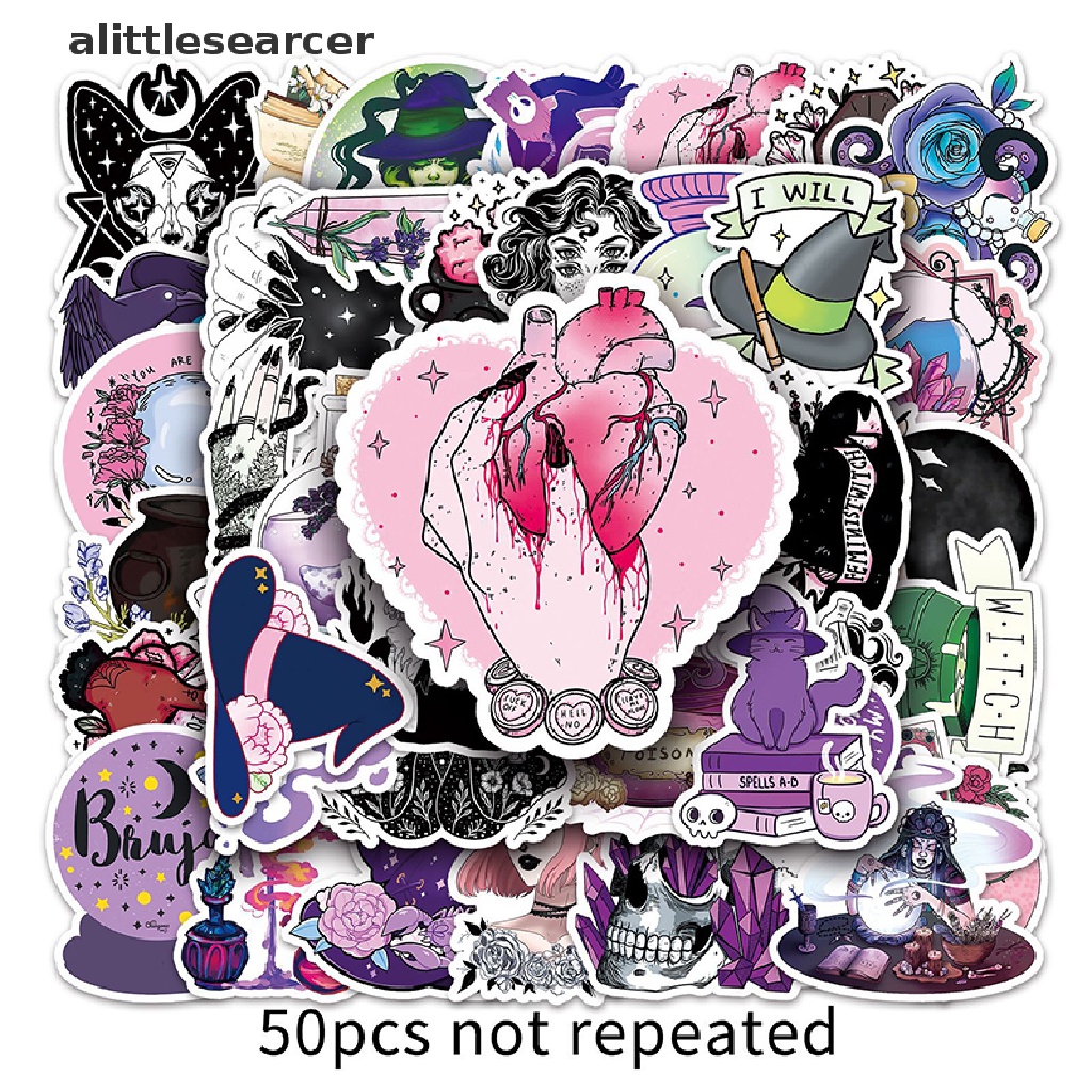 Er 50 Nhãn Dán Trang Trí Hành Lý / Ván Trượt / Laptop / Va Li Hình Phù Thủy Vẽ Graffiti Astroy Goth Dễ Thương DIY n
