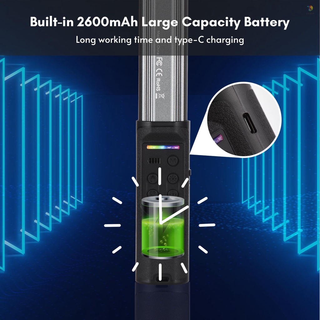 Cây Đèn LED RGB Andoer W150RGB Cầm Tay 2500K-9000K 20 Hiệu Ứng Ánh Sáng Tích Hợp Pin Chuyên Dụng Hỗ Trợ Quay Video / Phát Trực Tiếp