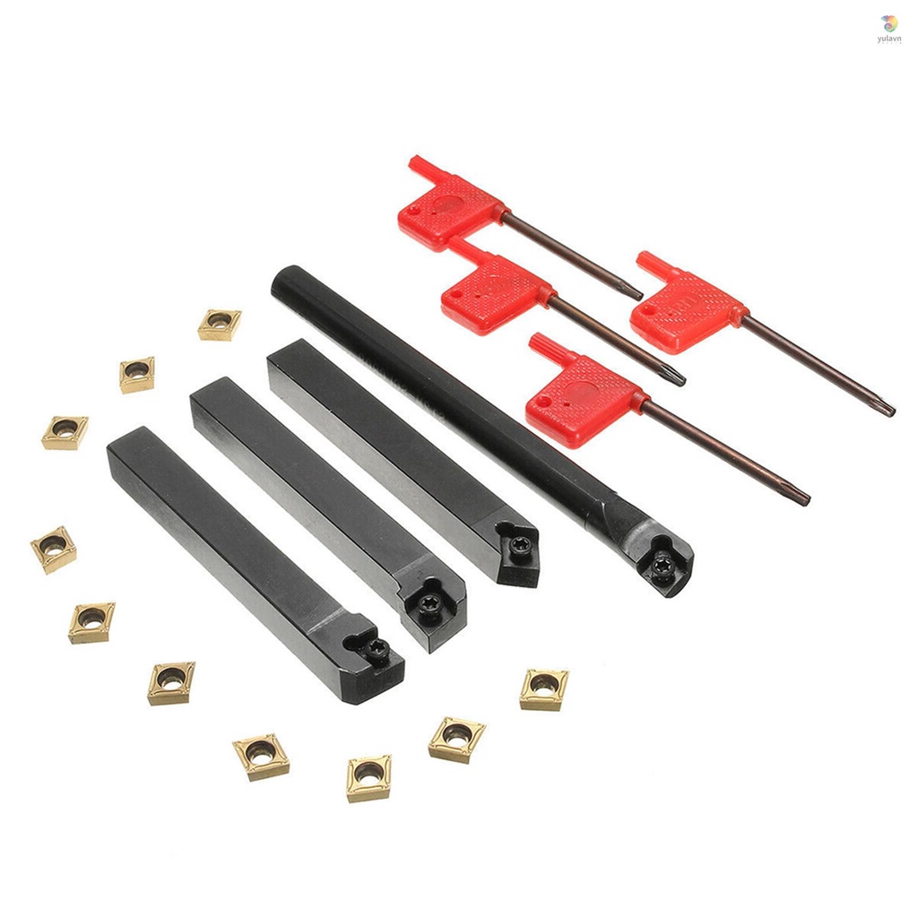 Bộ 4 Giá Đỡ + Miếng Chèn Cacbua CCMT09T304 + Cờ Lê T15 Cho Máy Tiện