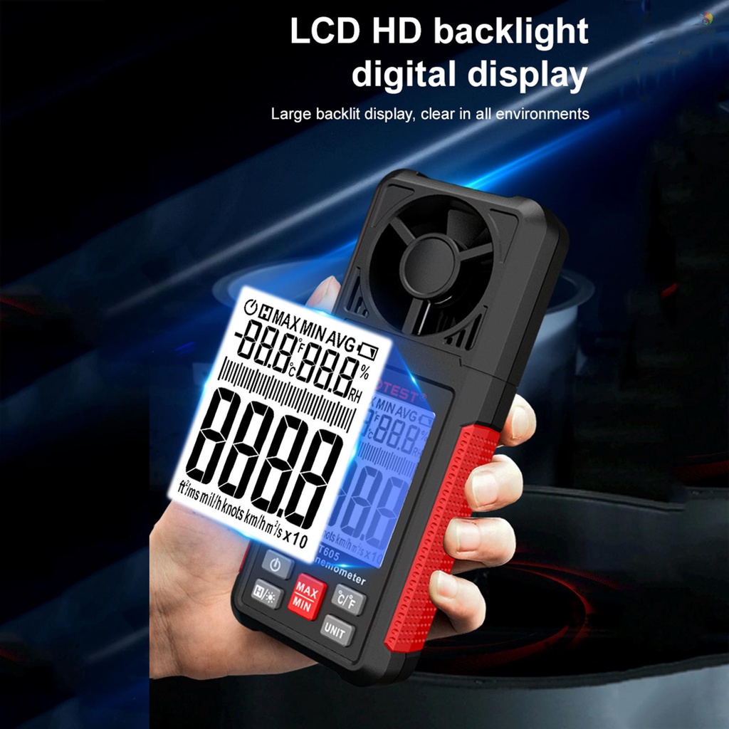 Máy Đo Nhiệt Độ Gió / Độ Ẩm Không Khí HABOTEST HT605 Màn Hình LCD 2.2-inch