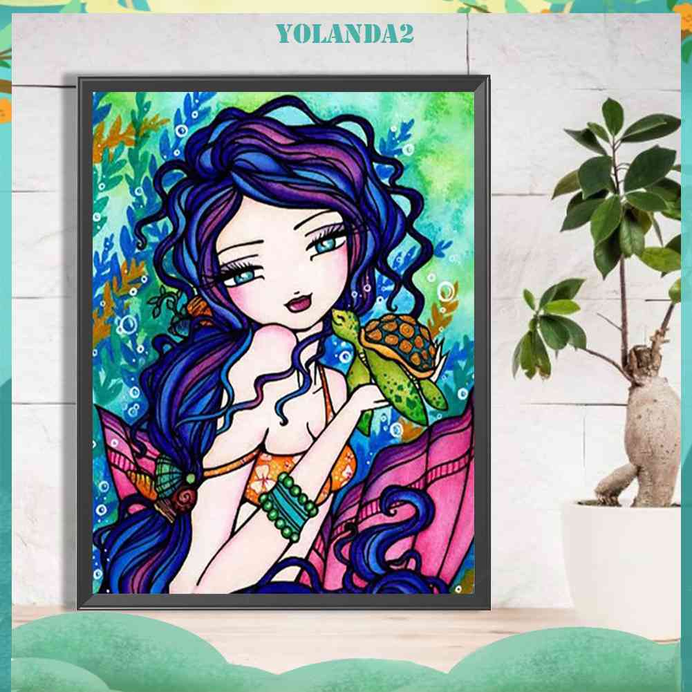 Bộ Tranh Đính Đá 5D Họa Tiết Hoạt Hình Cô Gái Độc Đáo DIY Dùng Trang Trí Nhà Cửa