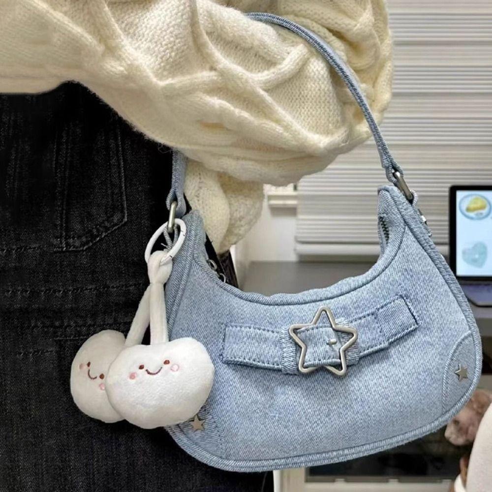 DANILO Túi Đựng Đồ Trang Điểm Hình Bán Nguyệt Đính Đinh Tán Thanh Lịch