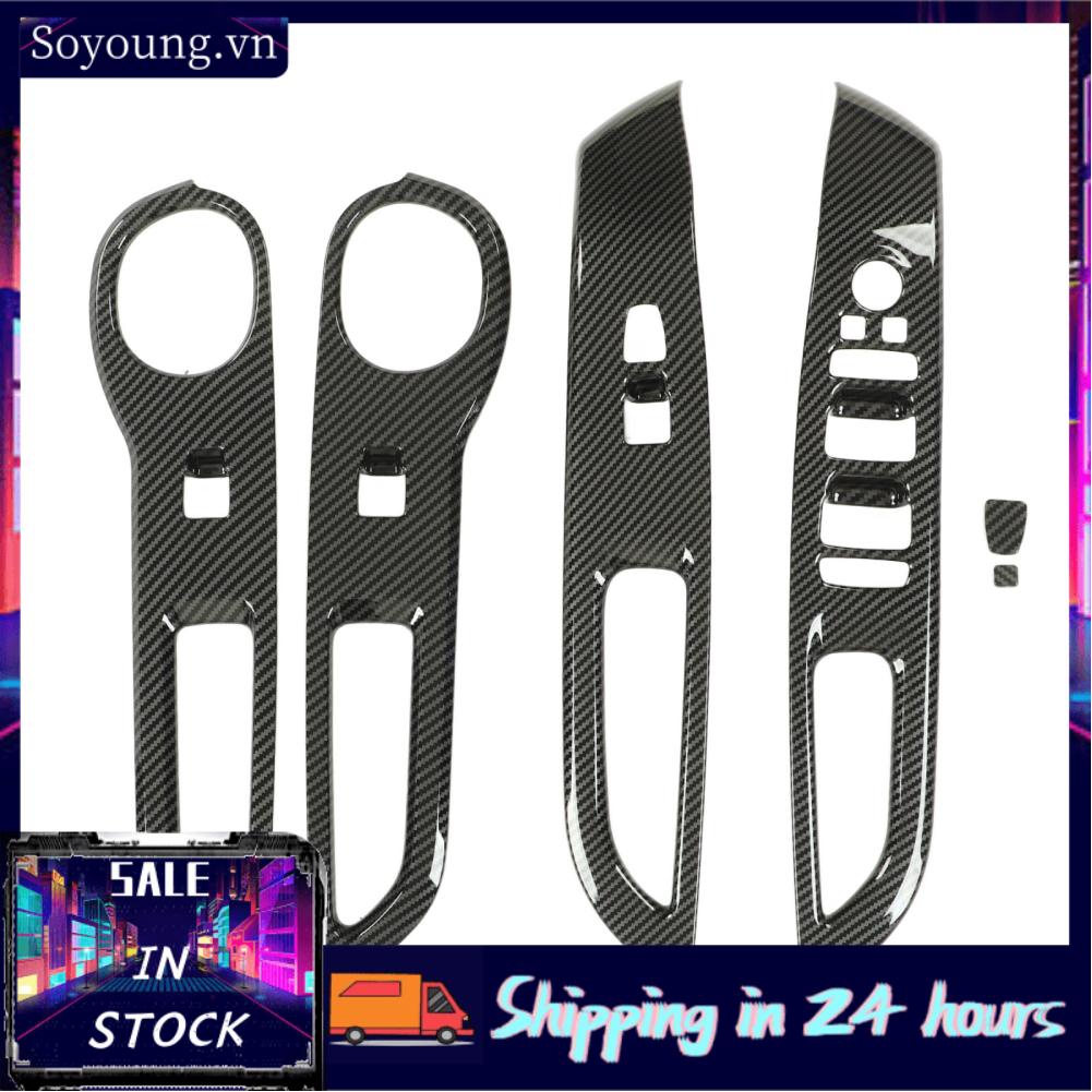 Soyoung Car Lift Button Sticker  Window Switch Decoration Frame Cover Advanced Distinctive Design Carbon Fiber Style Comfortable for Left Hand Drive