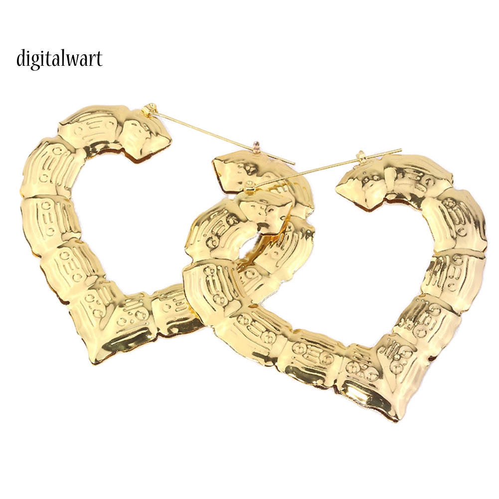 Kỹ Thuật Số| Bông Tai Hình Trái Tim / Vuông / Tròn / Ngôi Sao Dập Nổi Bằng Tre Thời Trang