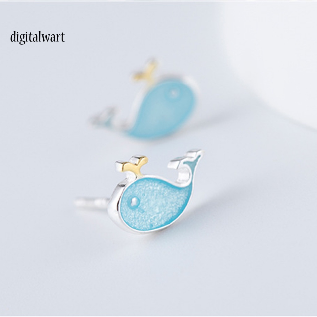 Kỹ Thuật Số| Set 2 Khuyên Tai Cá Voi Mạ Bạc Thời Trang