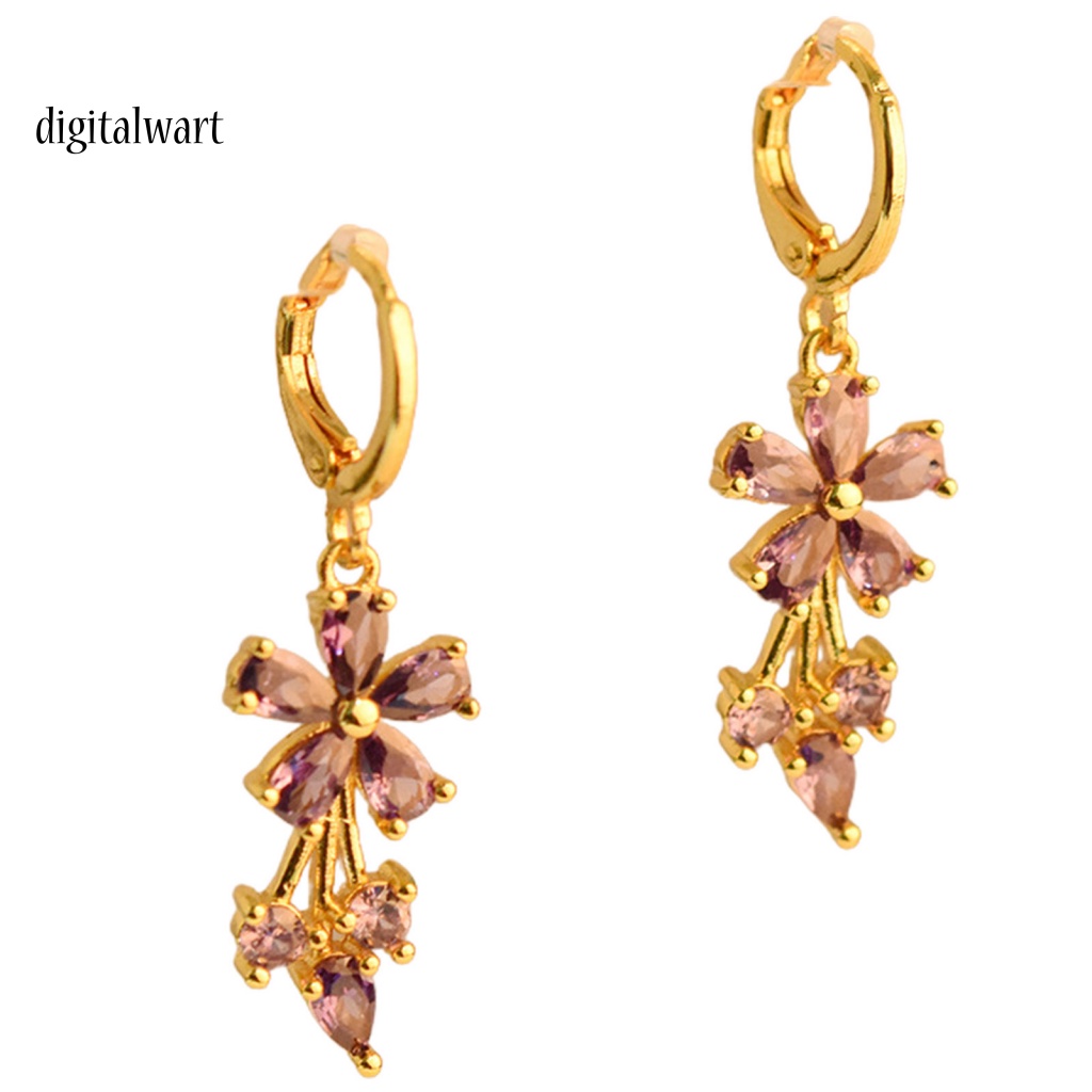 Kỹ Thuật Số| 1 Đôi Bông Tai Tròn Đính Đá Zircon Bằng Đồng Tinh Xảo Quyến Rũ Dành Cho Cuộc Sống Hàng Ngày