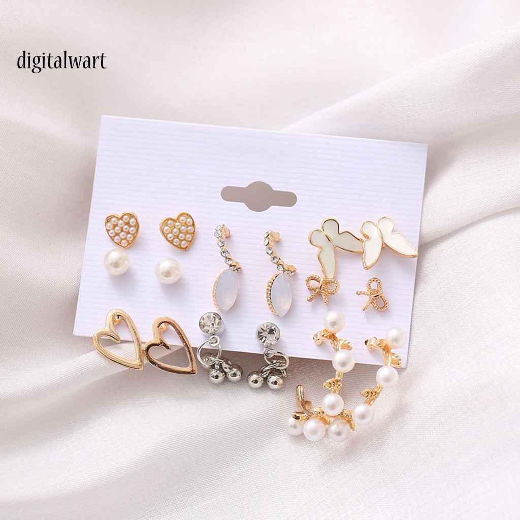 Kỹ Thuật Số| 1 Bộ Bông Tai Hình Trái Tim Đính Đá Acrylic Lấp Lánh Thời Trang Hàng Ngày