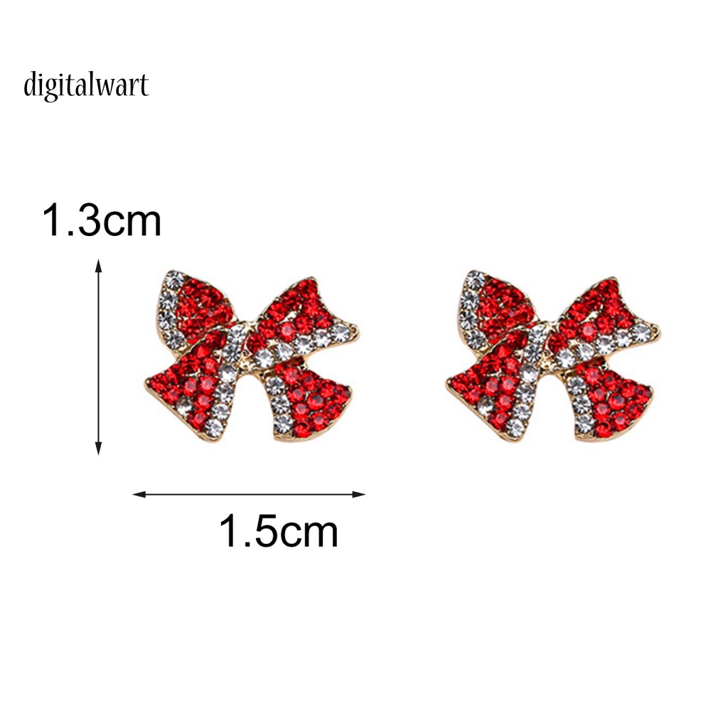 Kỹ Thuật Số| 1 Đôi Bông Tai Hình Nơ Đính Đá Ngọt Ngào Lâu Trôi