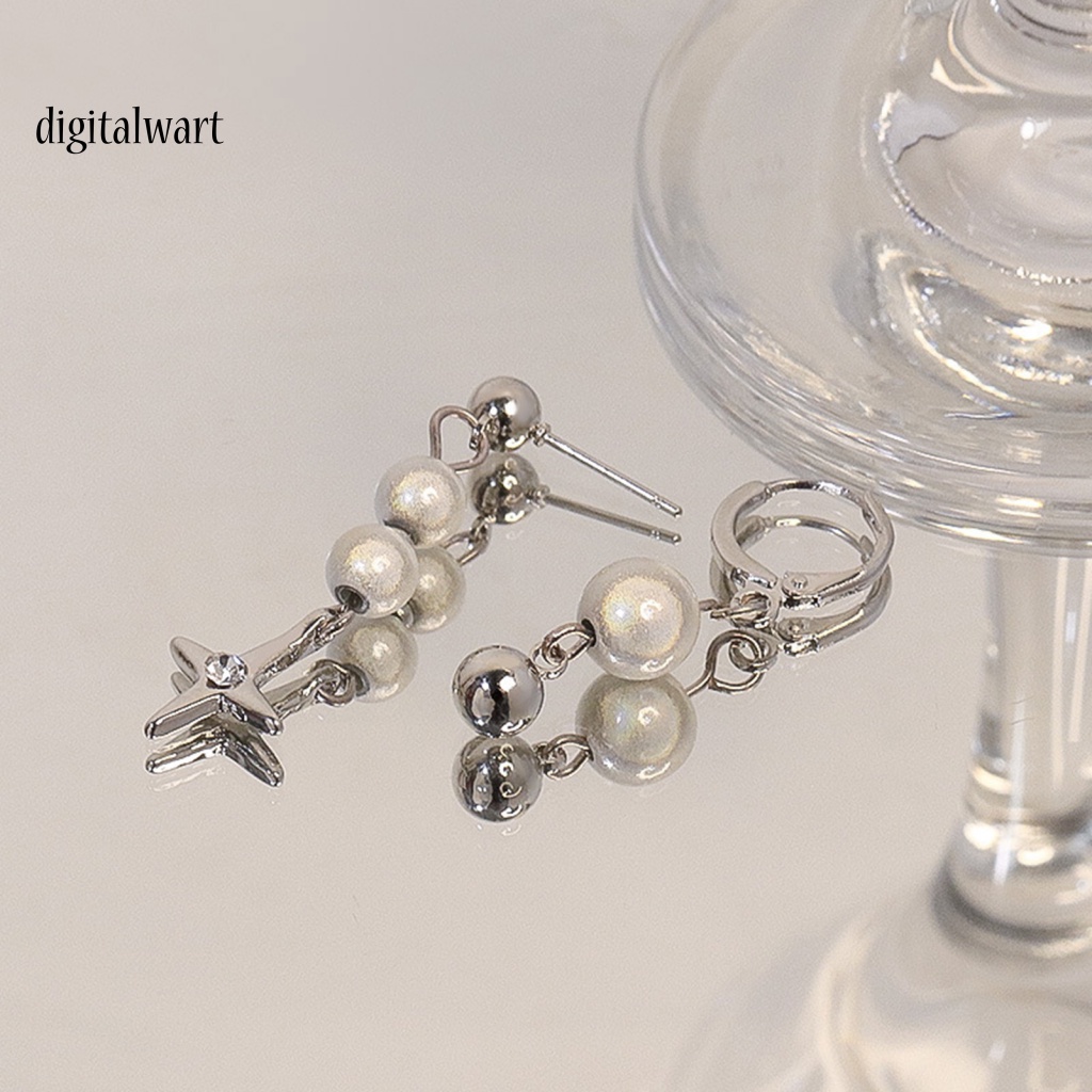 Kỹ Thuật Số| 1 Đôi Bông Tai Xỏ Lỗ Bất Đối Xứng Màu Sáng Thời Trang Dành Cho Nữ