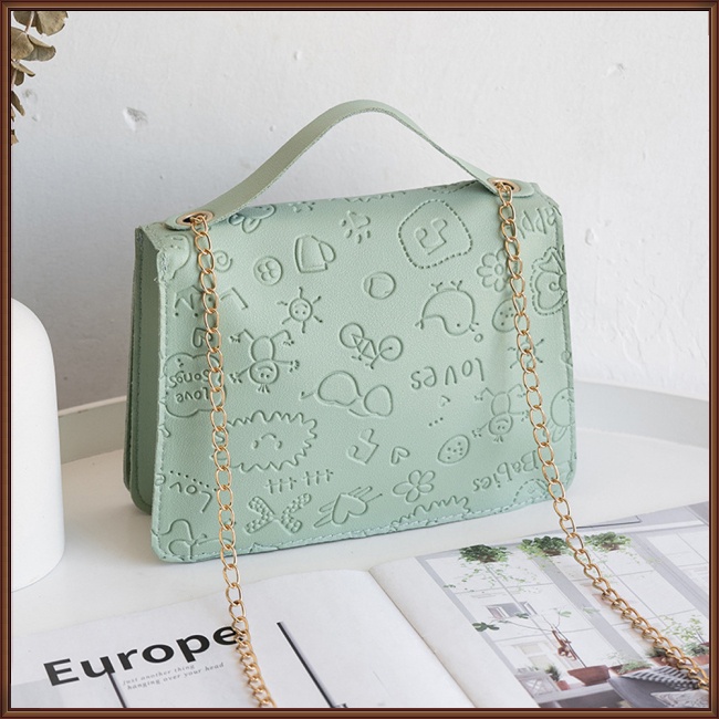 Túi Đeo Chéo Vai Bằng Da Nhân Tạo Màu Trơn Dập Nổi Họa Tiết Thời Trang Đa Năng Dành Cho Nữ