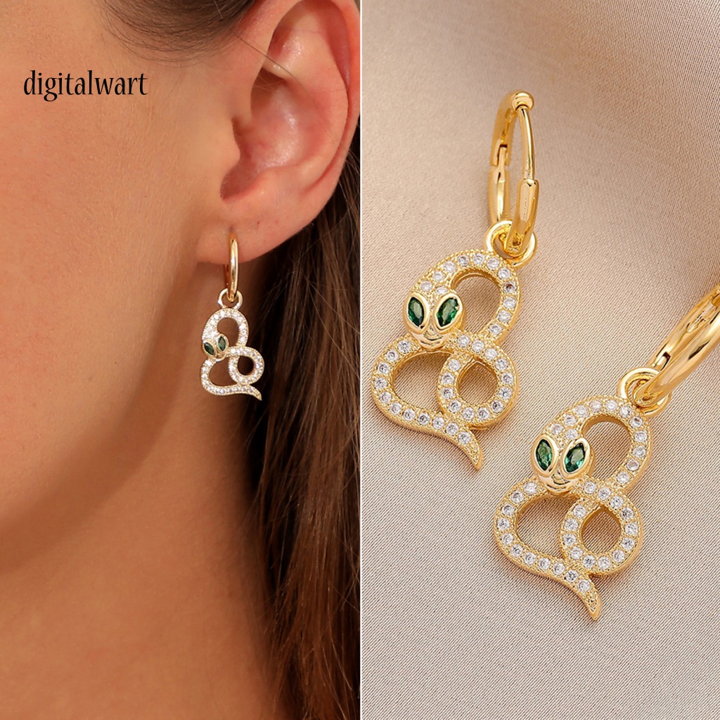 Kỹ Thuật Số| 1 Đôi Bông Tai Dáng Dài Hình Rắn Đính Đá Lấp Lánh Thời Trang Dự Tiệc