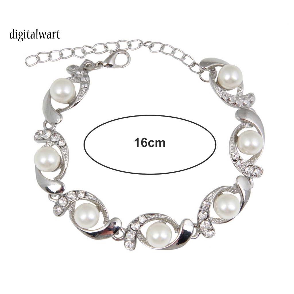 Kỹ Thuật Số| Vòng Tay Mạ Điện Đính Đá Ngọc Trai Giả Sang Trọng Có Thể Điều Chỉnh Cho Nữ