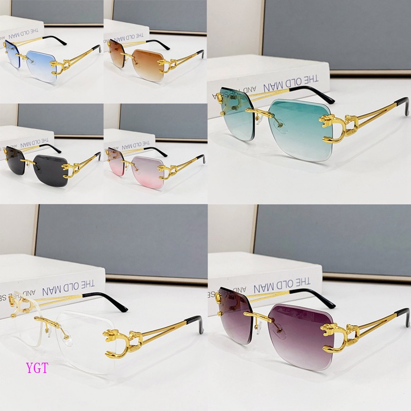 Ygt Kính Mát Gọng Kim Loại Không Viền Họa Tiết Da Báo Màu Gradient Thời Trang