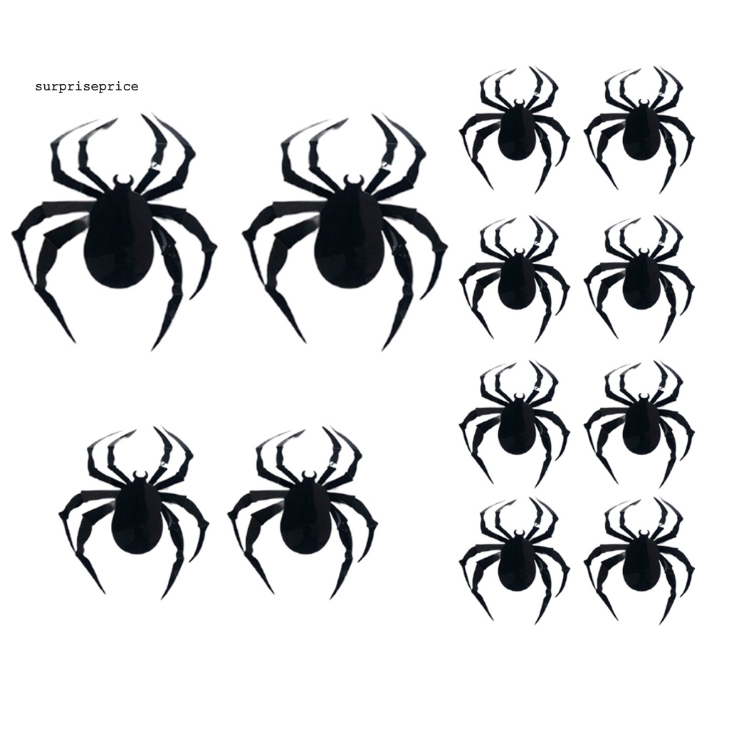 Set 12 Sticker Dán Tường Trang Trí Tiệc Halloween Hình Nhện