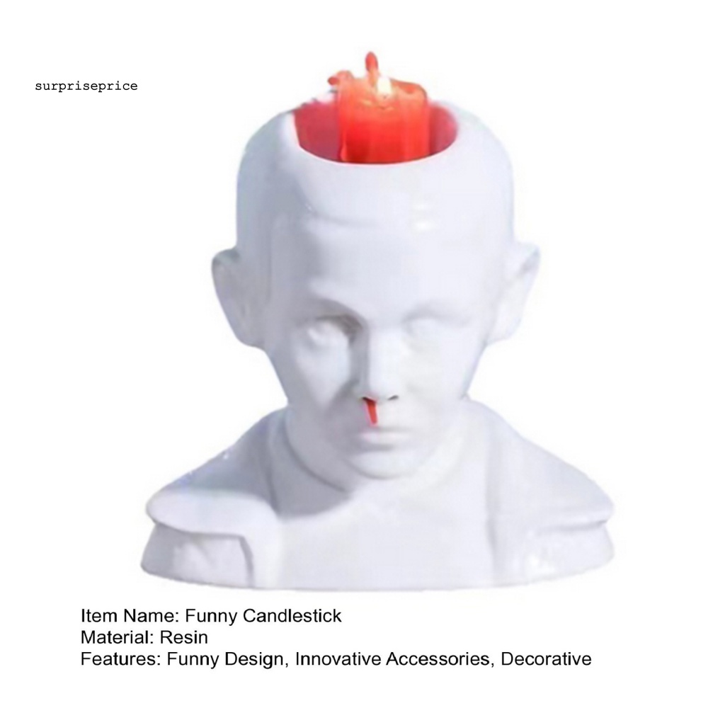 Giá Đỡ Nến Hình Đầu Người Màu Trắng Phong Cách Vintage Trang Trí Halloween