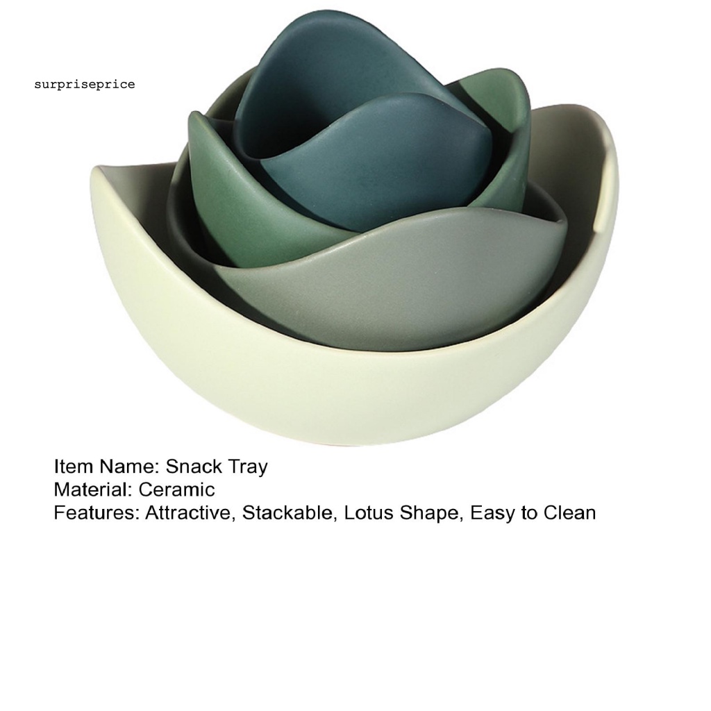 1 Bộ Khay Đựng Thức Ăn Vặt Bằng Gốm Hình Hoa Sen Phong Cách Bắc Âu