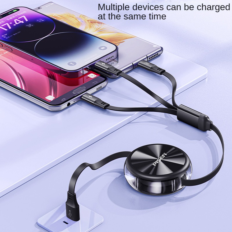 Bộ Sạc Nhanh 3 Trong 1 Pisen 6A / 3.5A Cho i14 13 Pro Max