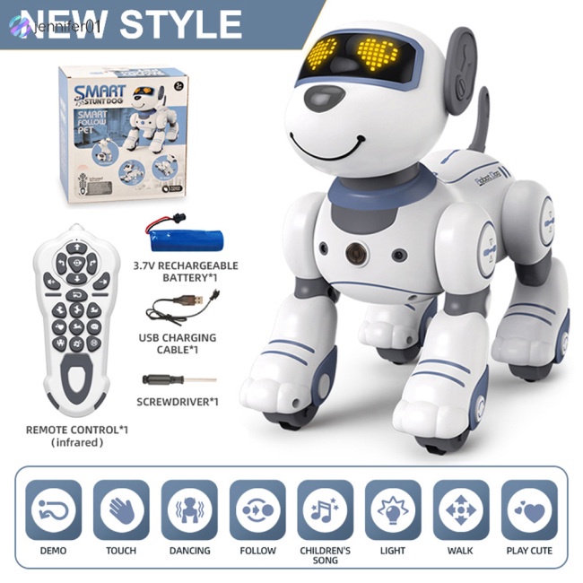 Chú Chó Robot Điện Tử jen BG1533 Điều Khiển Bằng Giọng Nói Vui Nhộn Có Nhạc Cảm Ứng Lập Trình Cho Bé