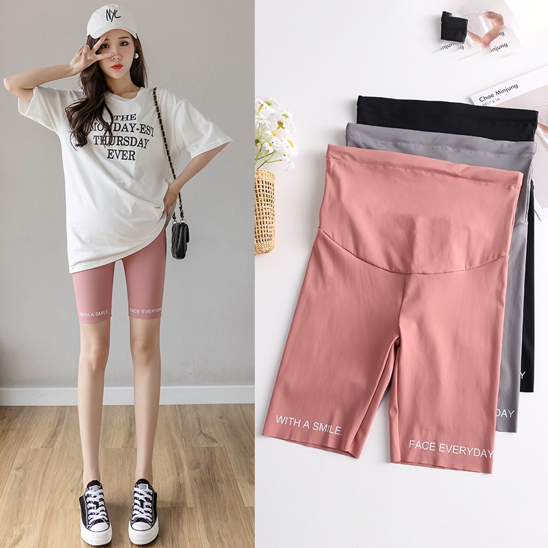 Quần Legging Ngắn Bằng Lụa Mát In Họa Tiết Thời Trang Dành Cho Mẹ Bầu