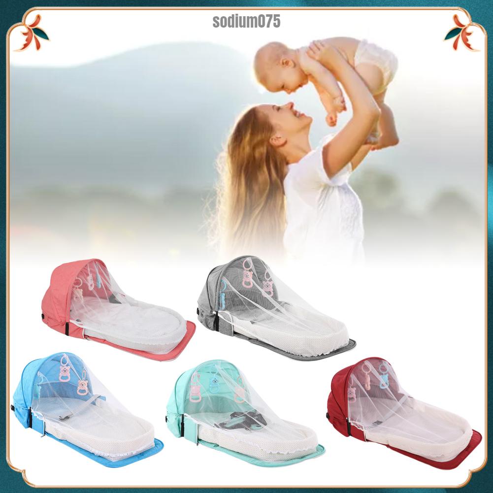 Sodium075 Nôi em bé di động Bông mềm Lưu trữ có thể gập lại Trẻ sơ sinh Giường ngủ du lịch lưới chống muỗi