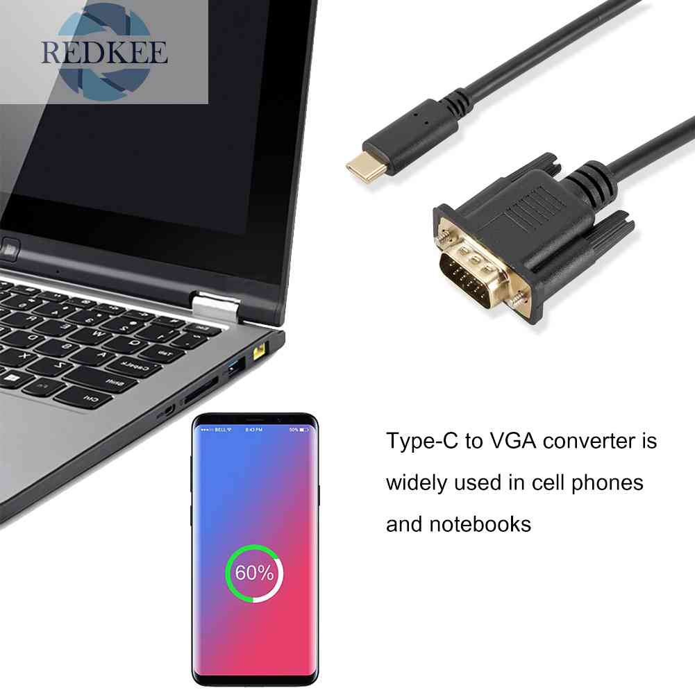Cáp ChuyểN ĐổI USB C Sang VGA 1080P Cho Macbook Air