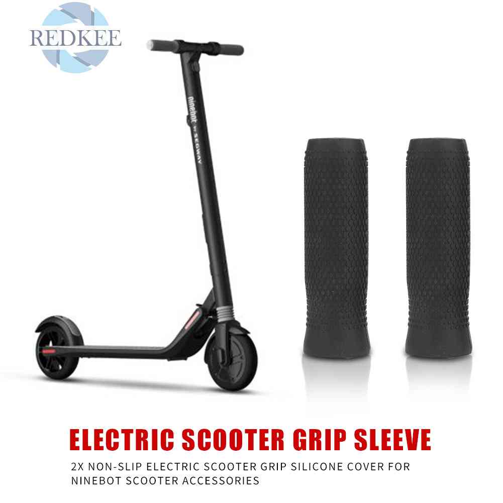 Set 2 Vỏ Bọc Tay Lái Xe Scooter Điện Ninebot ES1 Bằng Silicon Chống Trượt Màu Đen