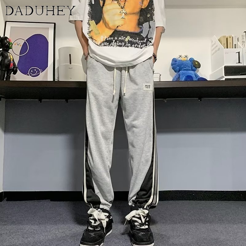 DaDuHey Men's 2023 New Korean Style Trendy All-Matching Cropped Pants Summer  Loose Draping Ankle Banded Casual Pants