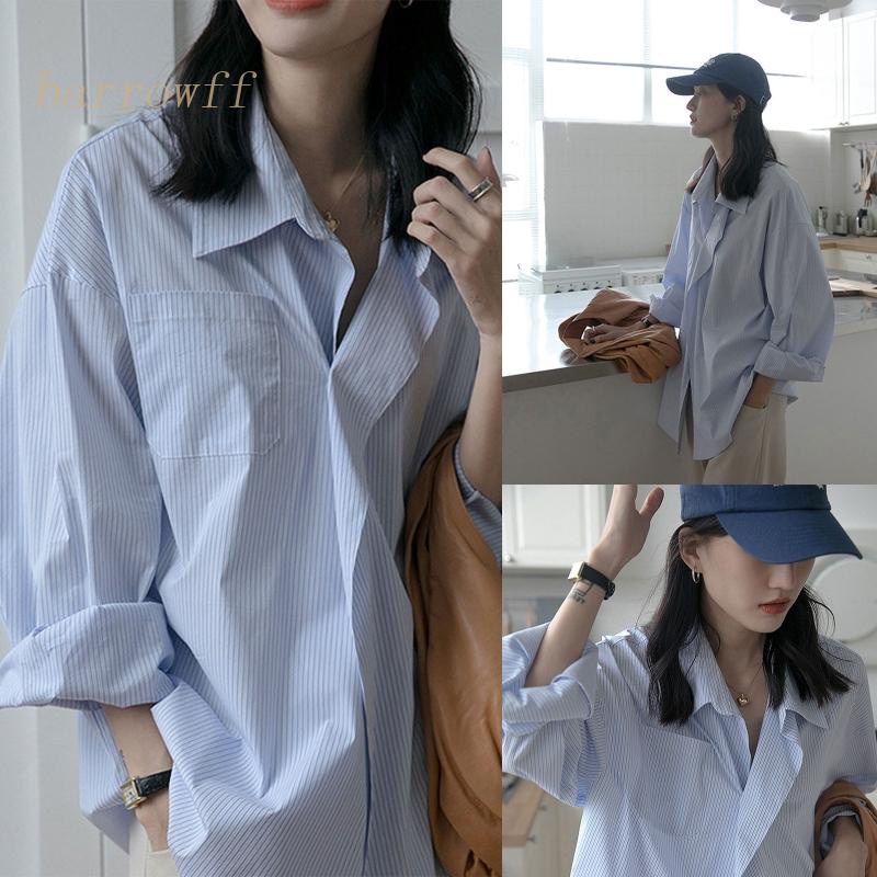 Áo Sơ Mi Tay Dài Chống Nắng Họa Tiết Kẻ Sọc Thời Trang Công Sở Mùa Thu Cho Nữ