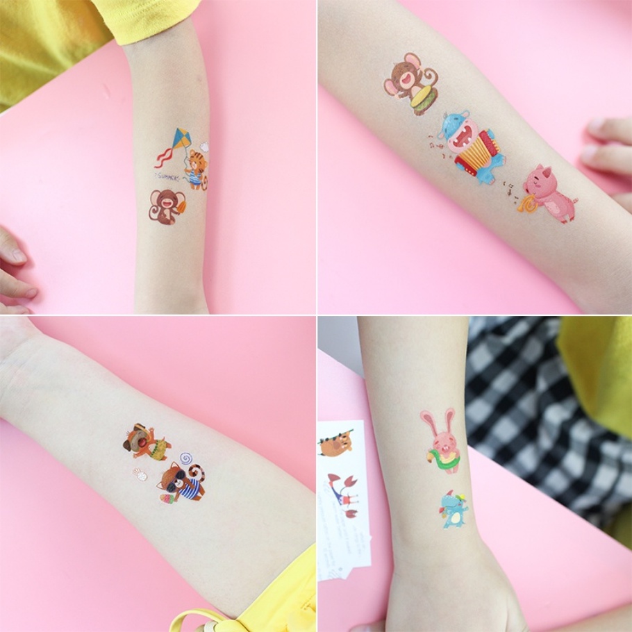 Hình Xăm Dán Tạm Thời Chống Nước Hình Động Vật Hoạt Hình Đáng Yêu Cho Trẻ Em