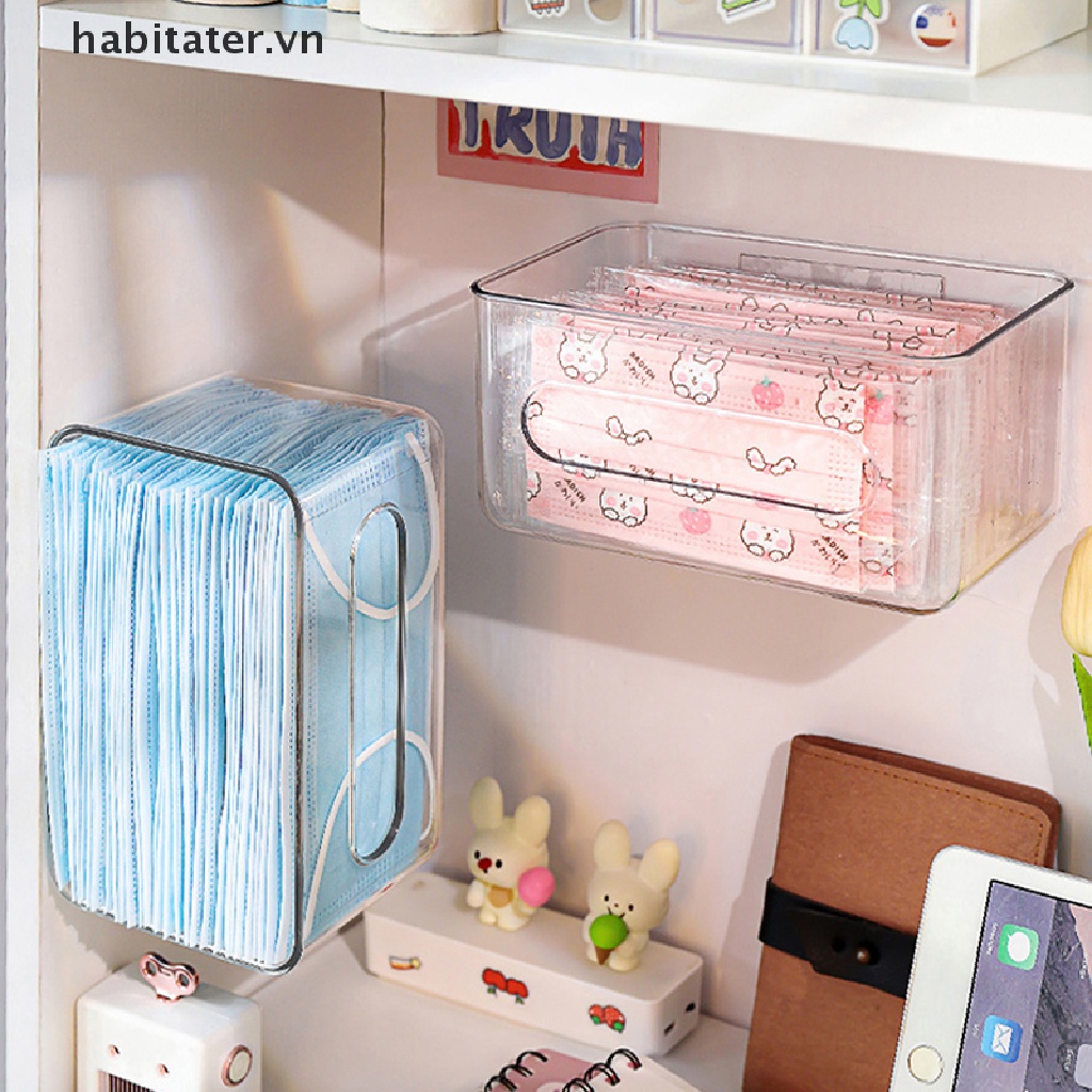 Hộp Đựng Khăn Giấy Gắn Tường Trong Suốt Sức Chứa Lớn Không Cần Khoan Lỗ Dùng Một Lần Đa Ứng Dụng