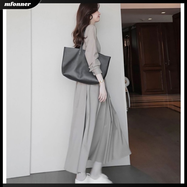 Đầm Tay Dài Cổ Chữ V Màu Sắc Thanh Lịch Dành Cho Nữ