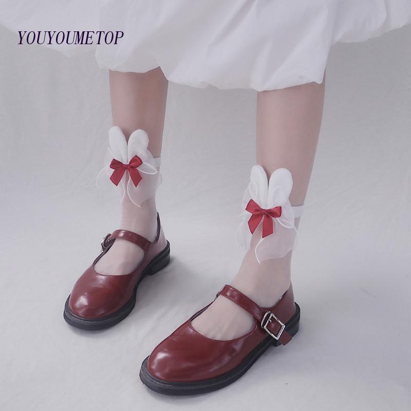 Youyo Đôi Vớ Sợi Thủy Tinh Phối Tai Thỏ Phong Cách Lolita Dành Cho Nữ