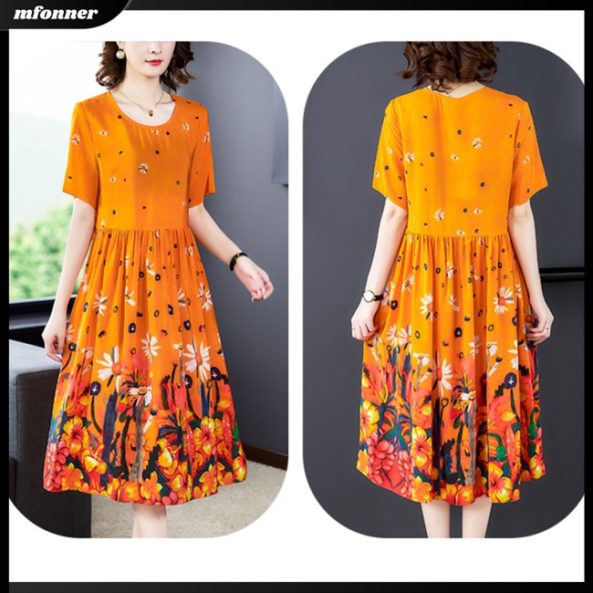 Đầm Tay Ngắn Dáng Rộng Plus Size Thời Trang Cho Nữ