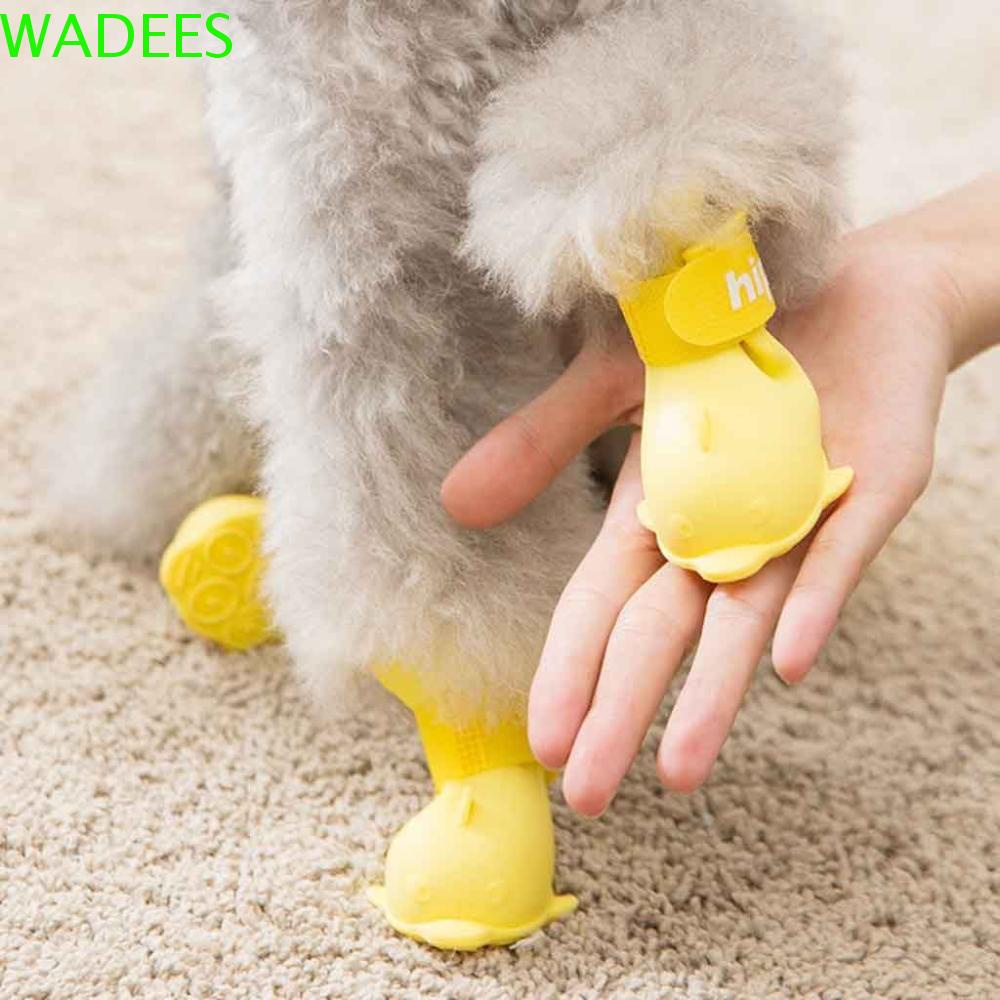 Bộ 4 Giày Bốt Đi Mưa / Tuyết Màu Kẹo Chống Trượt Cỡ Nhỏ Thời Trang Cho Cún Cưng