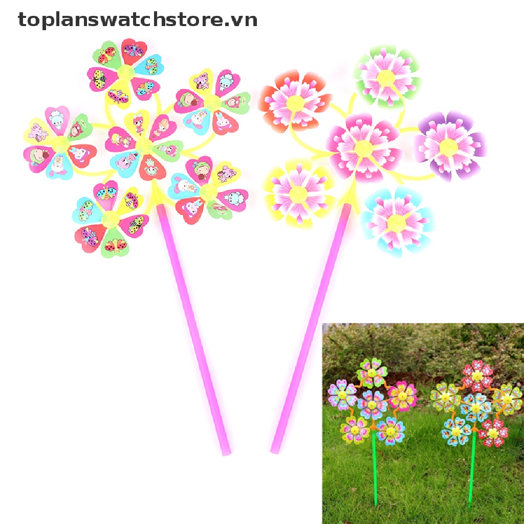 Set 6 Chong Chóng Hoa Tròn Trang Trí Sân Vườn