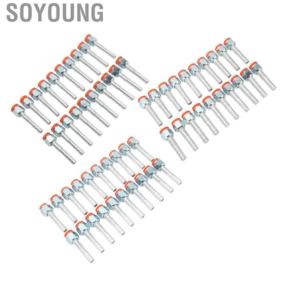 Soyoung Refrigerant Hose Barb Connector  Rugged Structure 20PCS High Strength Rustproof AC Fitting for Engineering Vehicles Cars