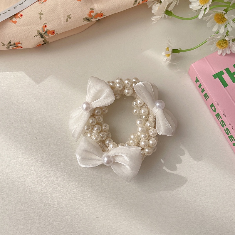 Dây Cột Tóc Cao Su Thắt Nơ Đính Ngọc Trai Sớm Năm 2023